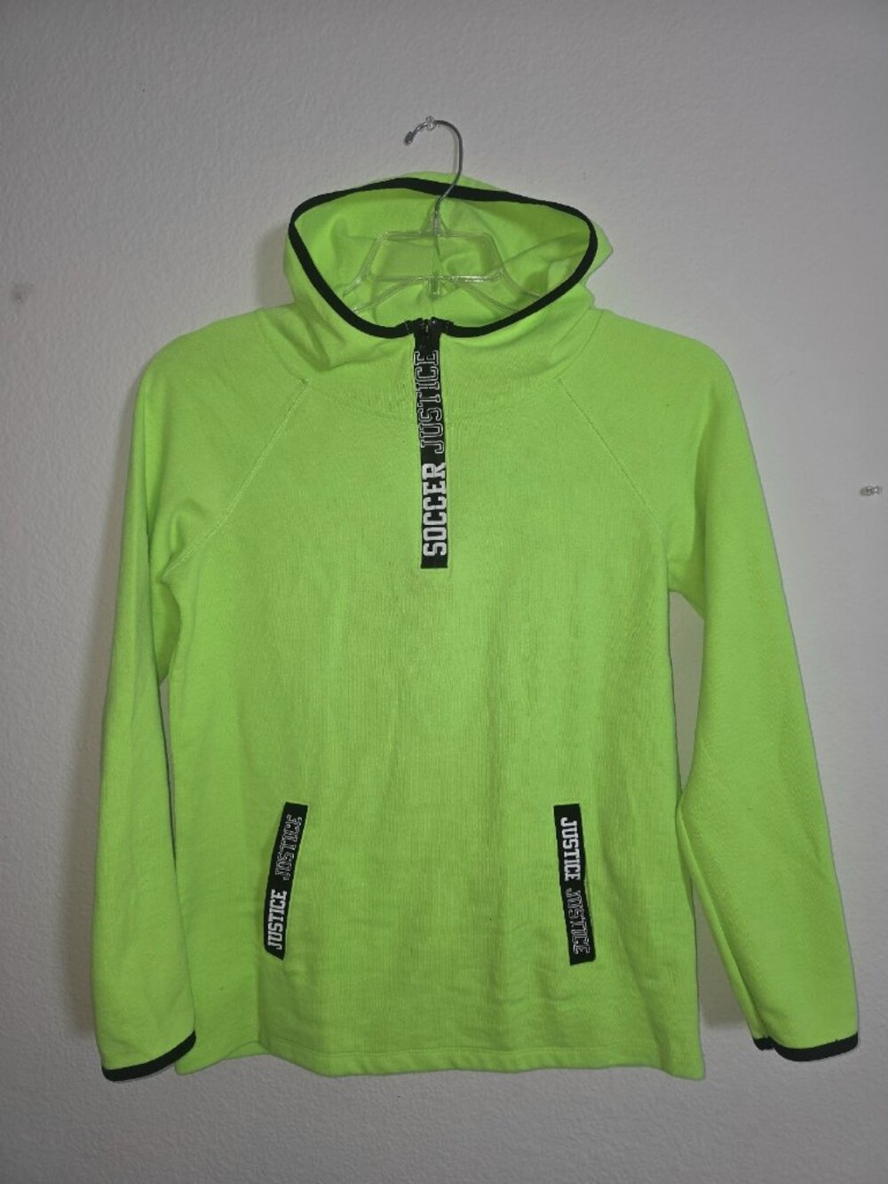 Justice Teen's Active Neon Green Soccer Hoodie Size 16